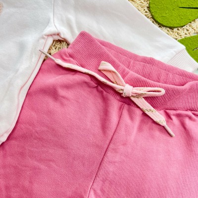 Conj. Casaco Ursinha Baby Girl e Calça de Moletom - Rosa Bebê